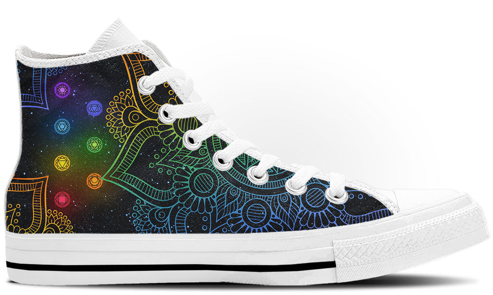 Chakra Mandala Pattern High Top Sneakers