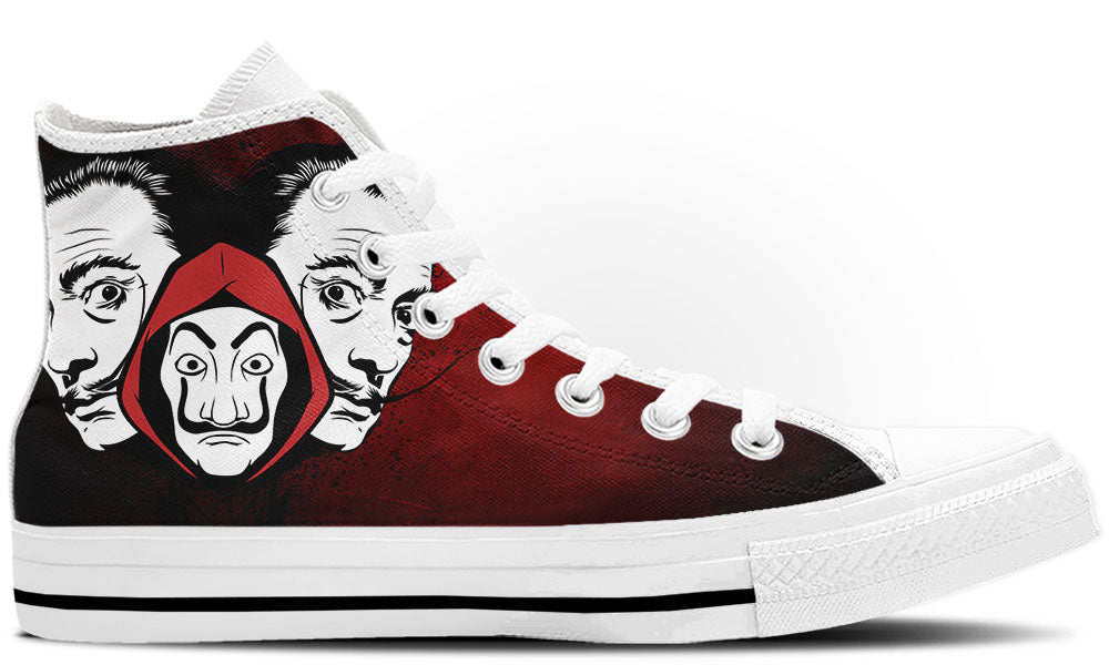 Salvador Dali Sneakers: Salvador Dalí Portrait Illustration High Top Sneakers