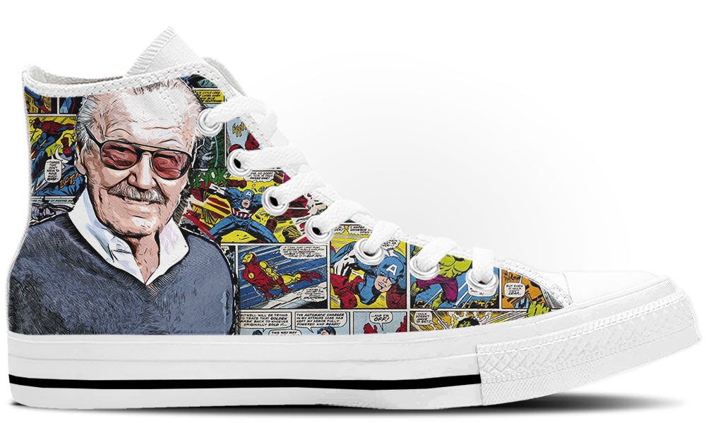 Stan Lee Sneakers: Stan Lee Portrait Illustration High Top Sneakers