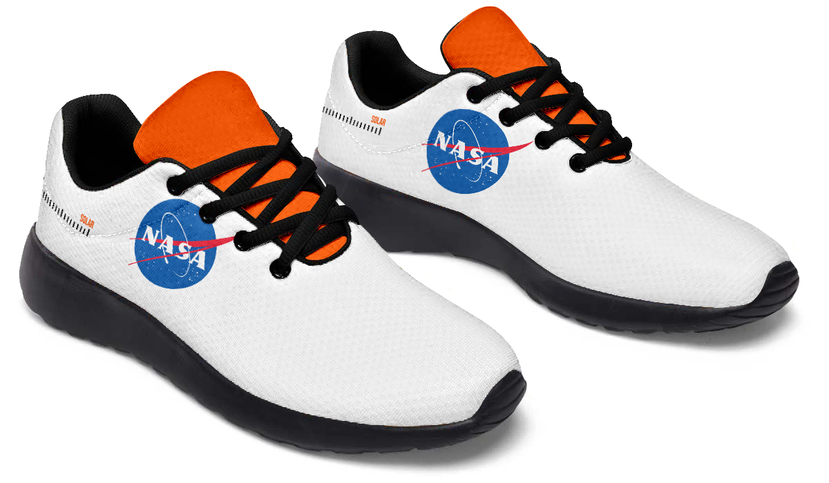 NASA logo sneakers representing science, technology, space exploration, astronomy, and STEM-inspired footwear