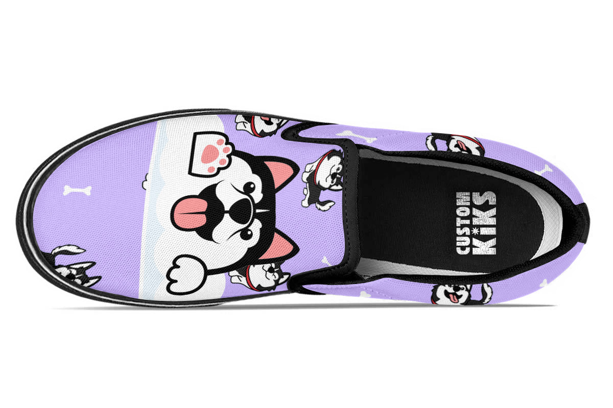 Siberian Husky Doodle Slip Ons