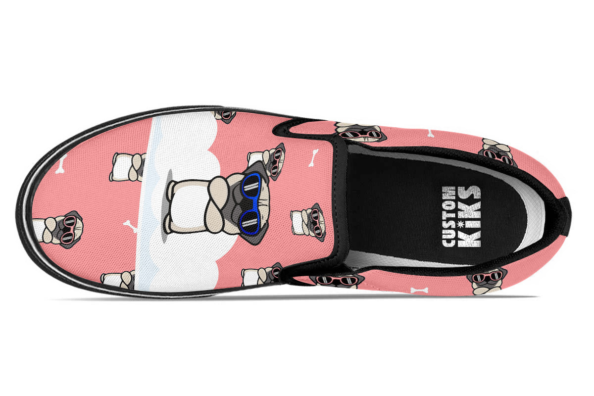 Pug Doodle Slip Ons