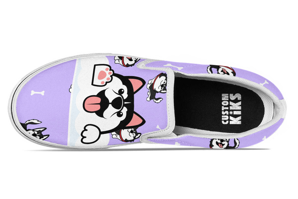 Siberian Husky Doodle Slip Ons