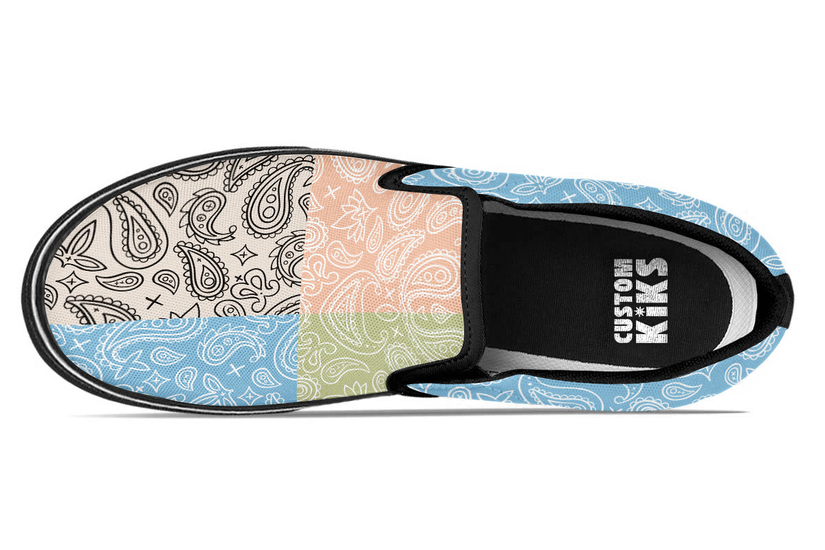 MIXED PASTEL PAISLEY SLIP ONS
