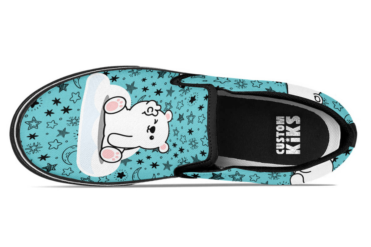 Polar Bear Starry Doodle Slip Ons