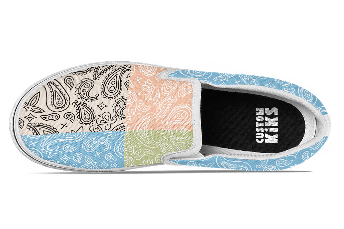 MIXED PASTEL PAISLEY SLIP ONS