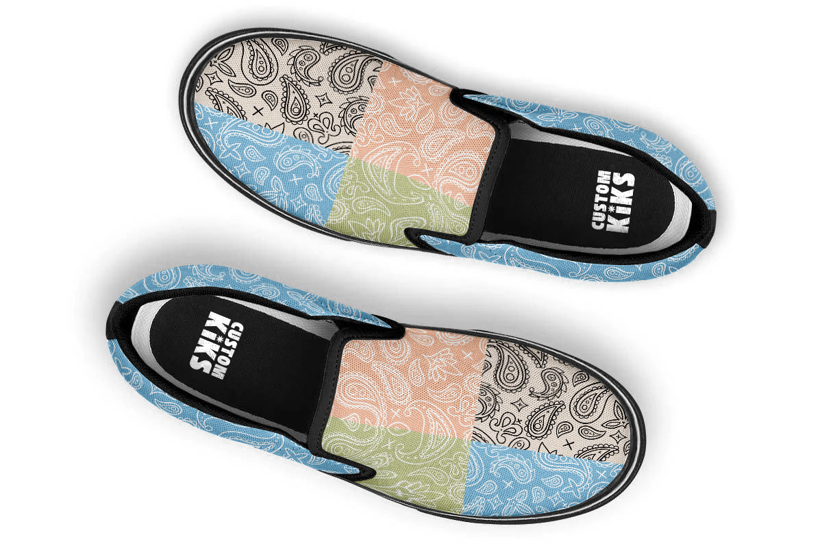 MIXED PASTEL PAISLEY SLIP ONS