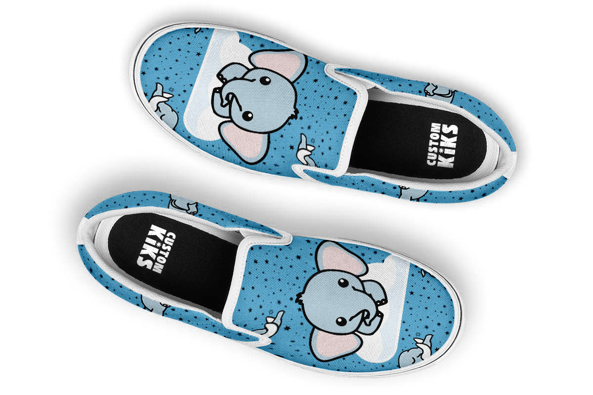 Elephant Doodle Slip Ons