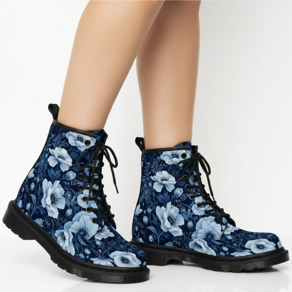 Pattern For Combat Boot Blue Frost Boots: Frost Pattern Combat Boots