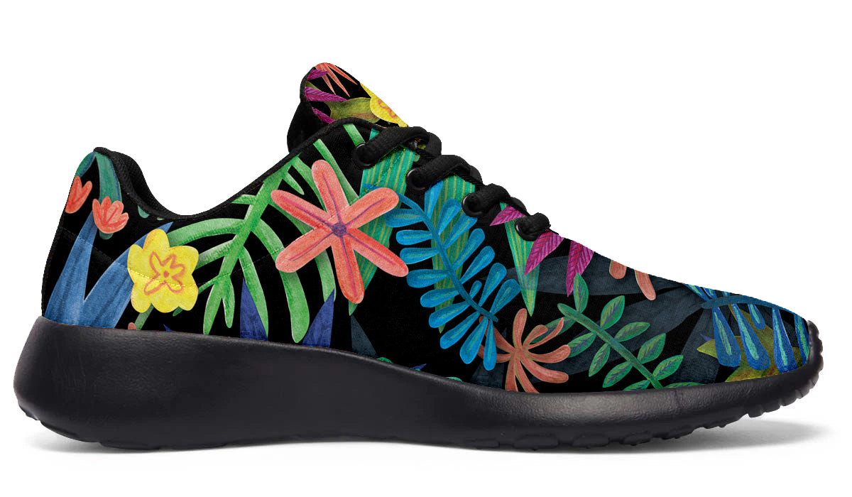 Foliage Sneakers: Tropical Foliage Pattern Sport Shoes