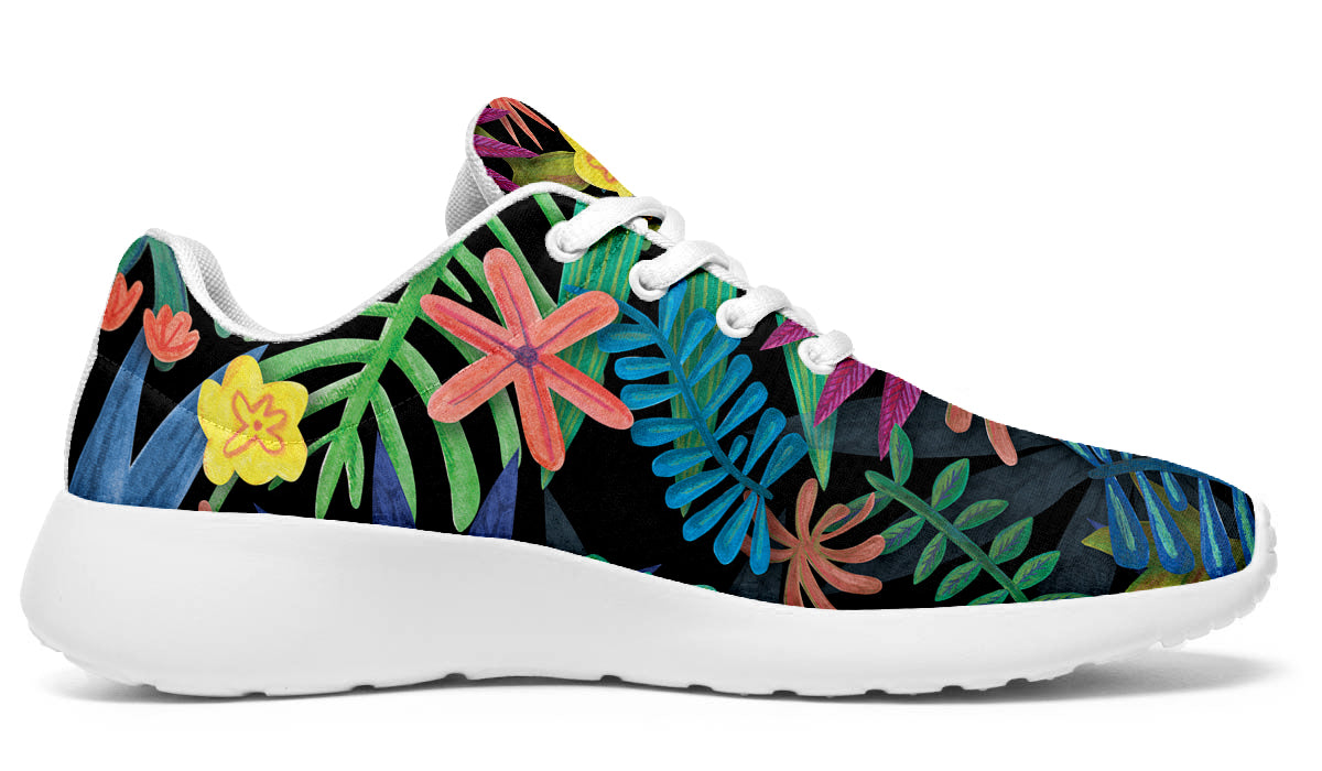 Foliage Sneakers: Tropical Foliage Pattern Sport Shoes