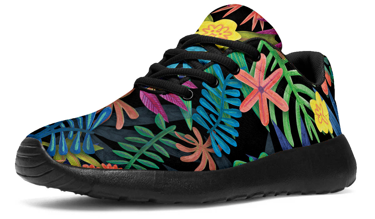 Foliage Sneakers: Tropical Foliage Pattern Sport Shoes