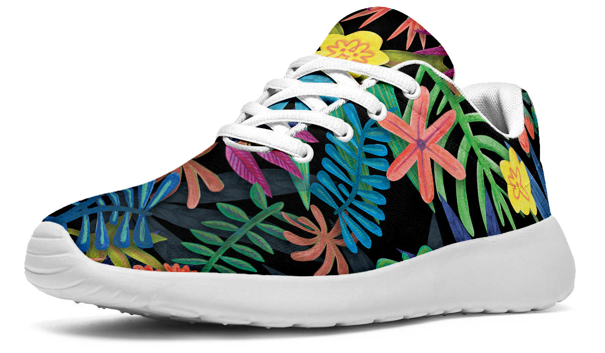 Foliage Sneakers: Tropical Foliage Pattern Sport Shoes