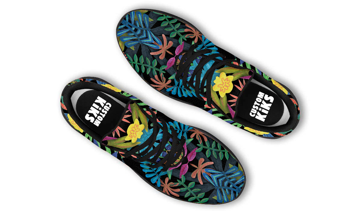 Foliage Sneakers: Tropical Foliage Pattern Sport Shoes