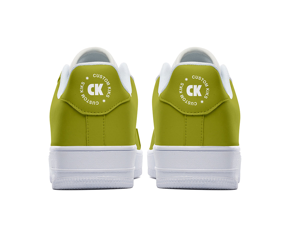 Olive Green Sneakers: Solid Olive Green Court Sneakers