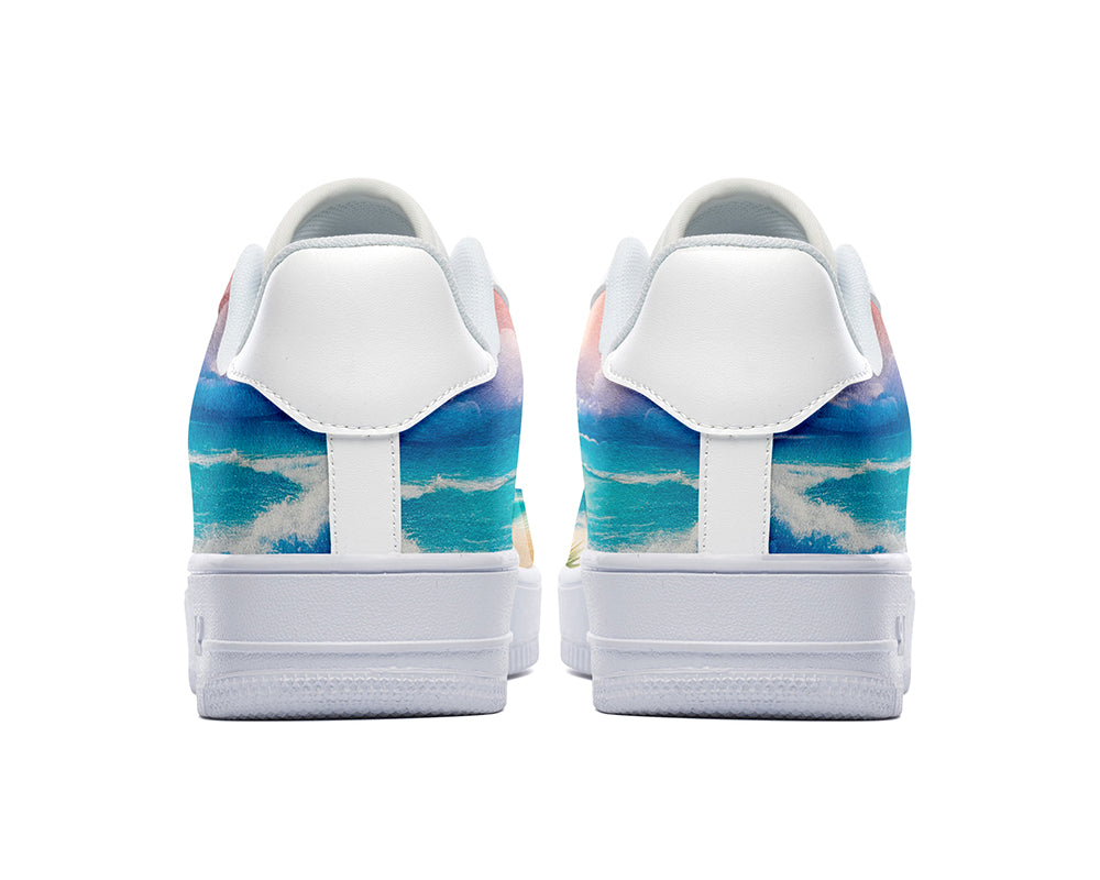 Tropical Beach Sneakers: Beach Landscape Illustration Court Sneakers