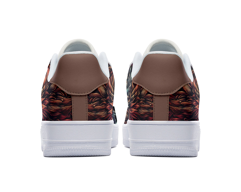 Wolf Sneakers: Fierce Wolf Pattern Court Sneakers