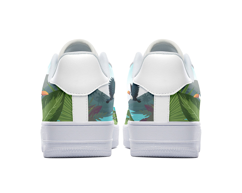 Tropical Bird Sneakers: Tropical Bird Illustration Court Sneakers