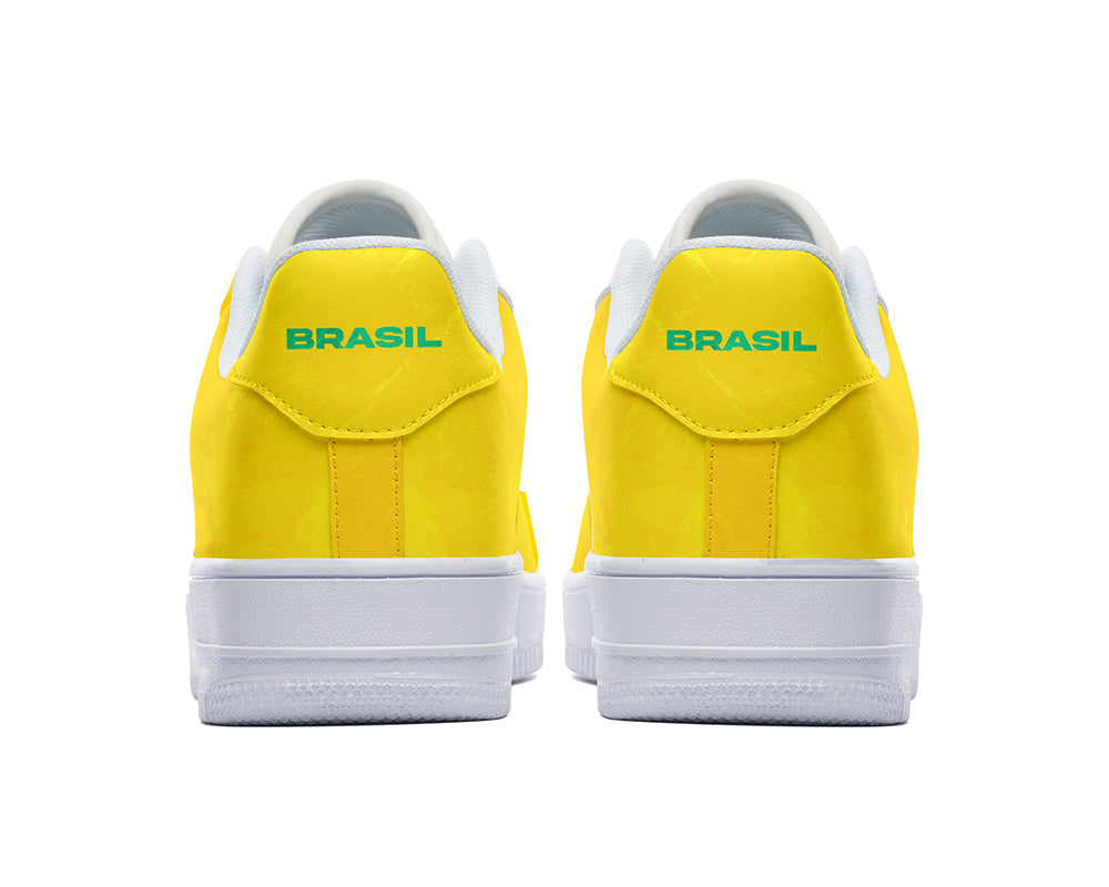 Brazilian Flag Sneakers: Brazilian Flag Pattern Court Sneakers