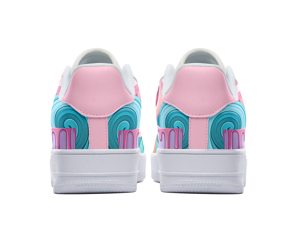 Pink & Teal Candy Swirl Sneakers: Sweet Treat Illustration Court Sneakers