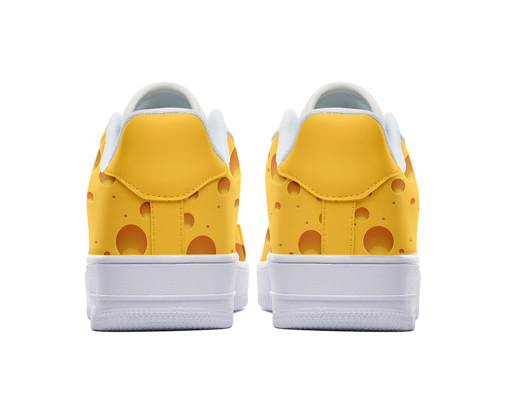 Cheese Sneakers: Cheese Pattern Court Sneakers