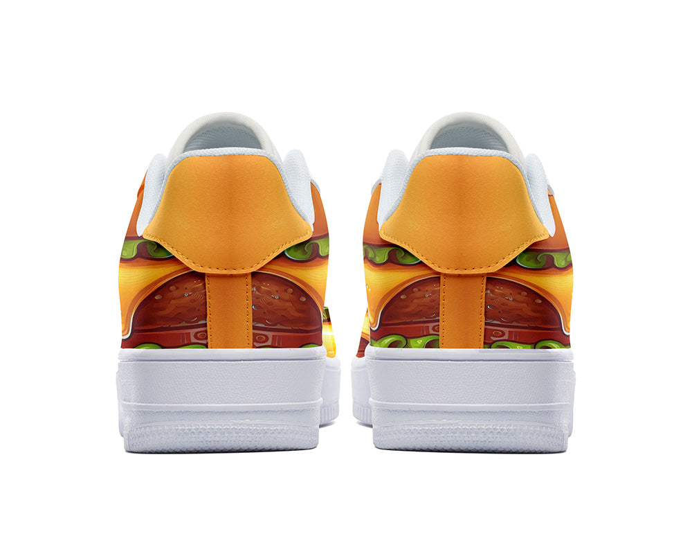 Burger Sneakers: Cheeseburger Illustration Court Sneakers