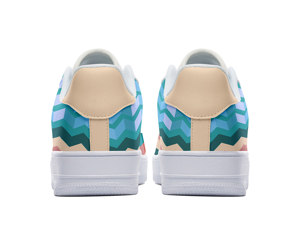 Teal Chevron Sneakers: Chevron & Stripe Pattern Sneakers