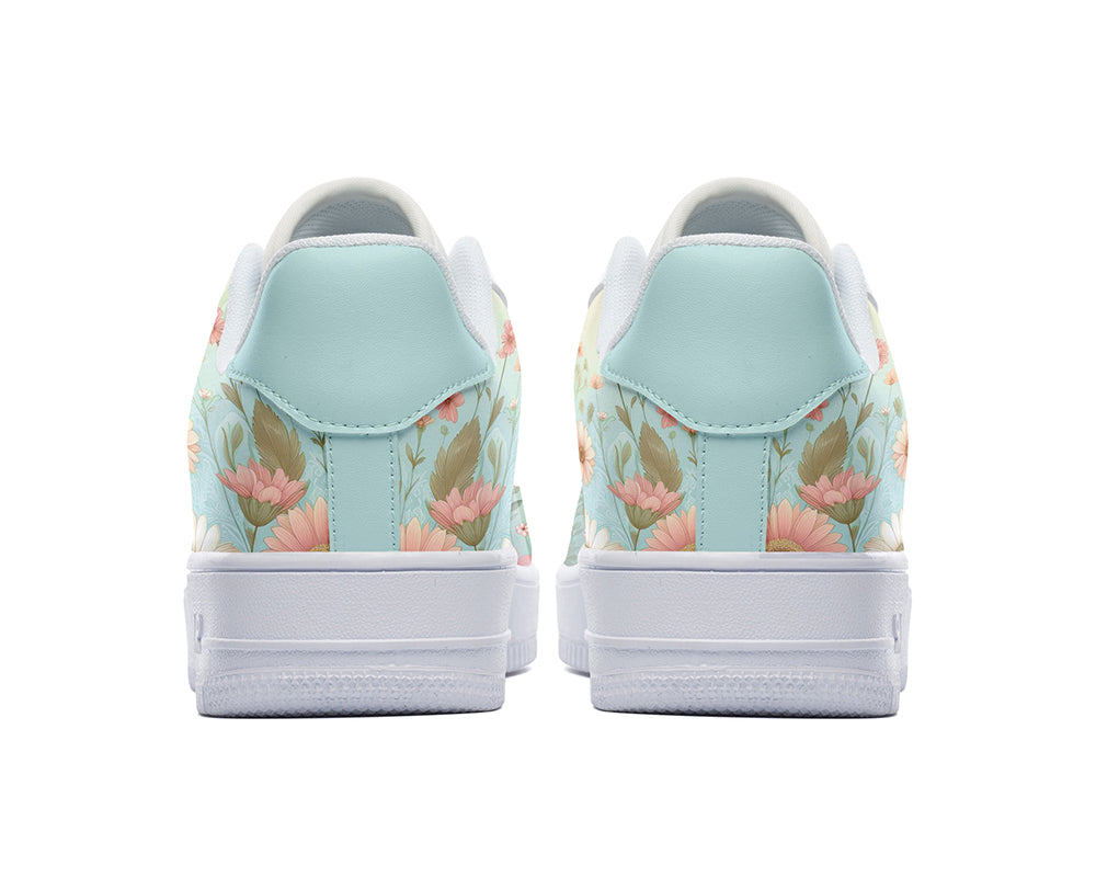 Easter Bunny Sneakers: Easter Bunny Floral Pattern Court Sneakers