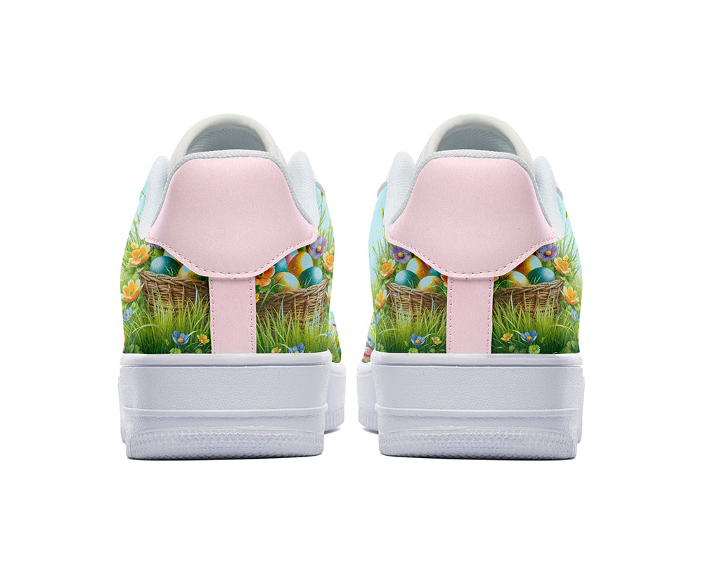 Easter Bunny Sneakers: Easter Bunny and Egg Pattern Court Sneakers
