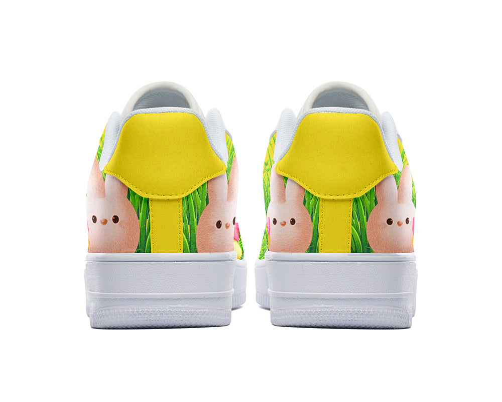 Easter Chick Sneakers: Easter Chick & Bunny Pattern Court Sneakers