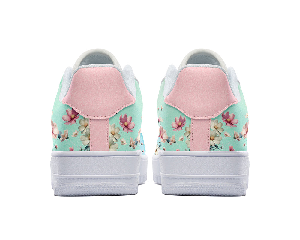 Spring Floral Sneakers: Easter Floral Pattern Court Sneakers