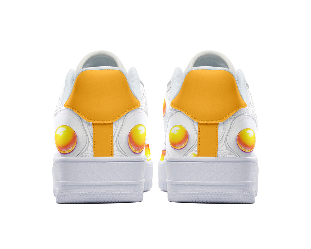 Sunny Side Up Sneakers: Sunny Side Up Egg Pattern Court Sneakers