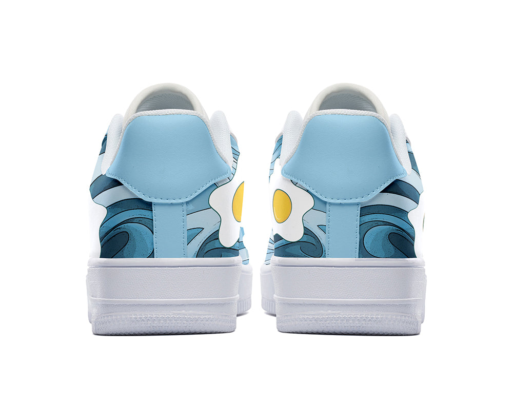 Fried Egg Sneakers: Fried Egg Pattern Court Sneakers