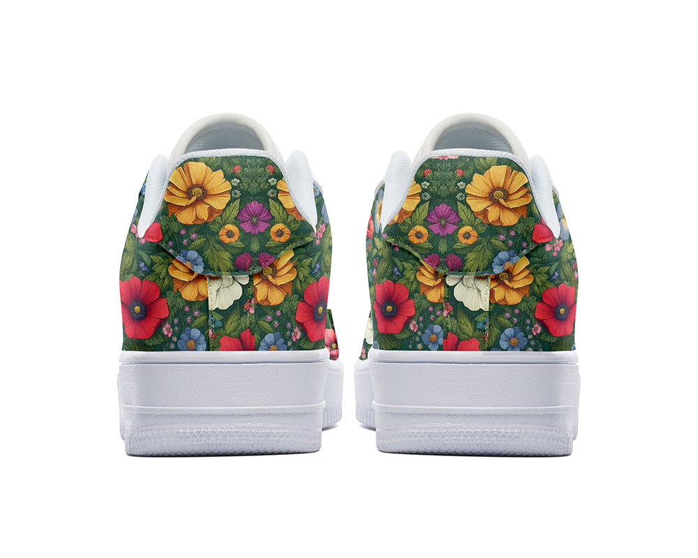 Flower Garden Sneakers: Floral Garden Illustration Court Sneakers