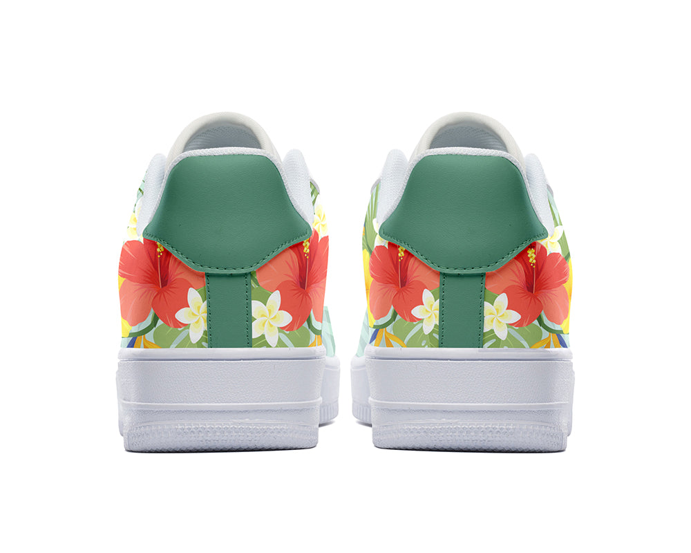 Hibiscus Sneakers: Hibiscus Flower Pattern Court Sneakers