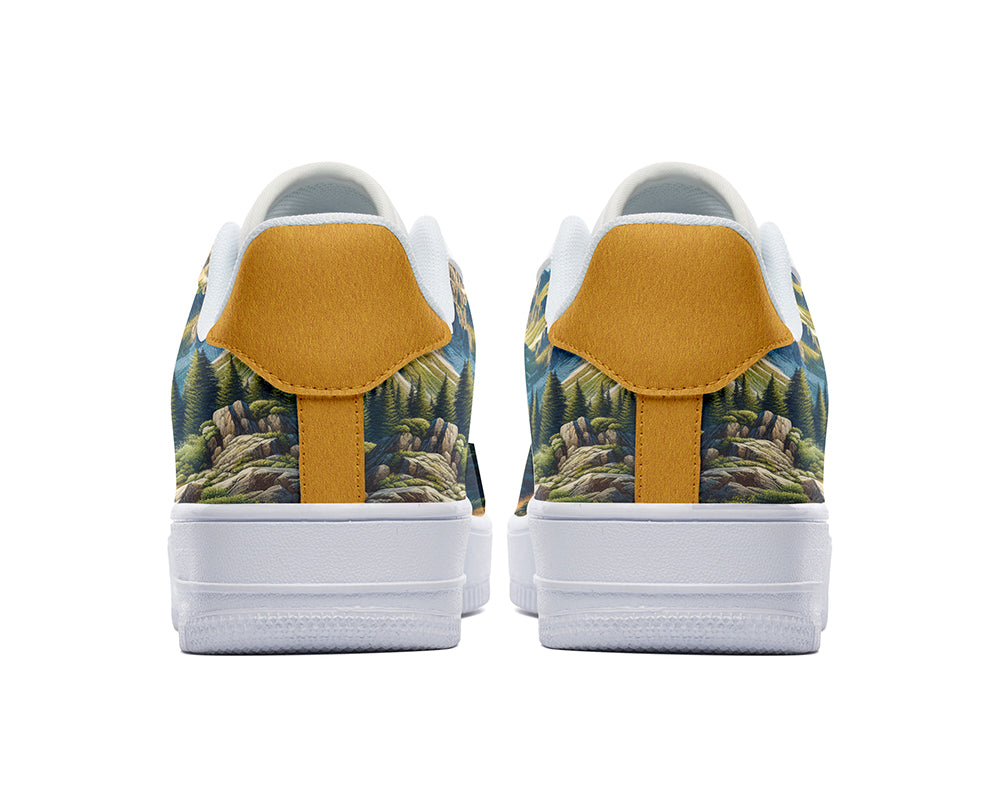 Hiking Sneakers: Mountain Hiking Illustration Court Sneakers