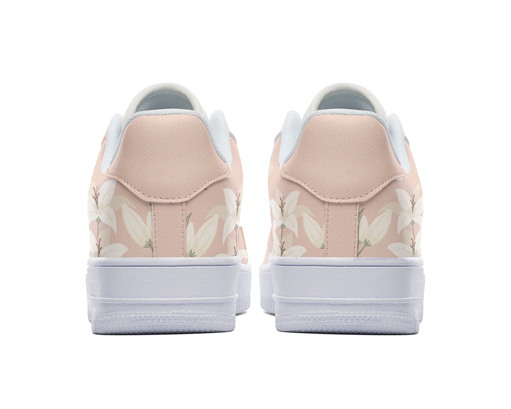 Lily Sneakers: Lily Flower Pattern Court Sneakers