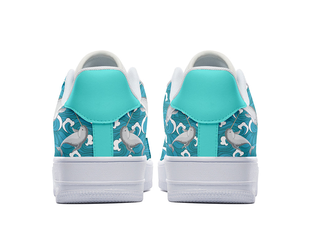 Narwhal Sneakers: Narwhal Wave Illustration Court Sneakers