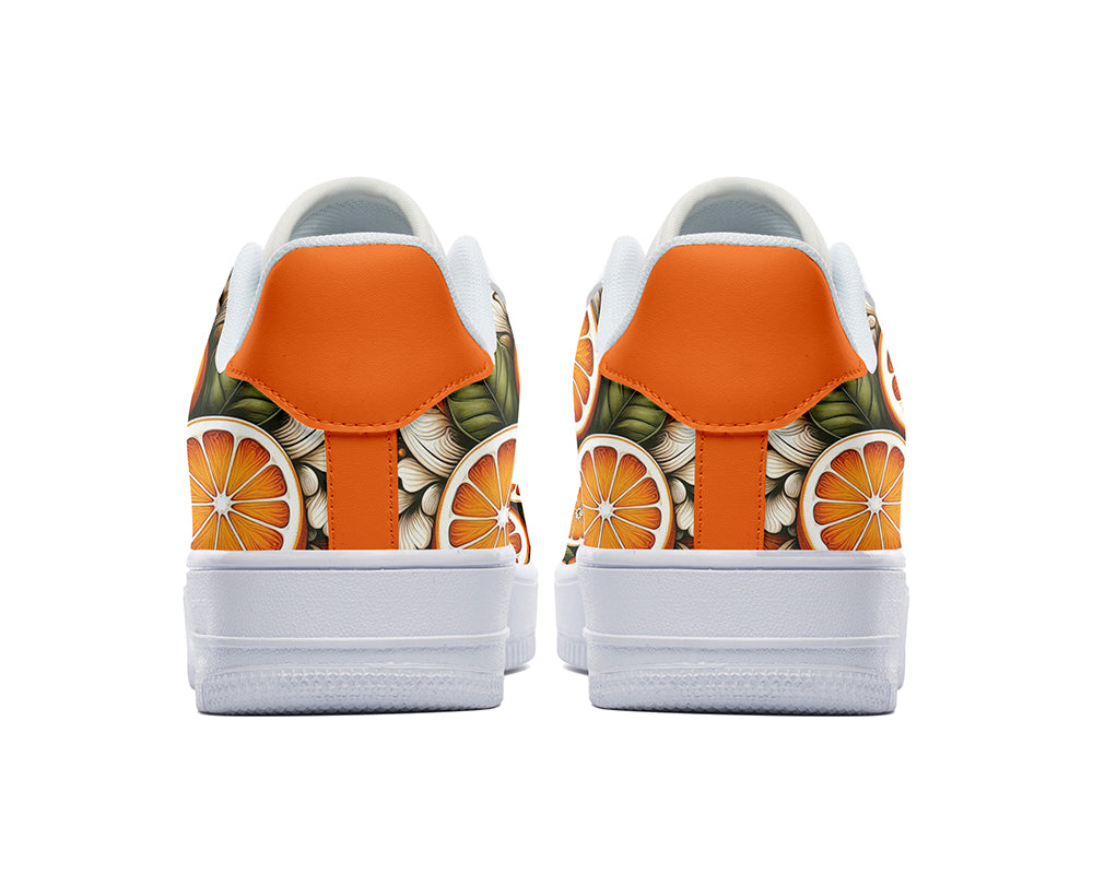 Orange Fruit Sneakers: Orange Pattern Court Sneakers