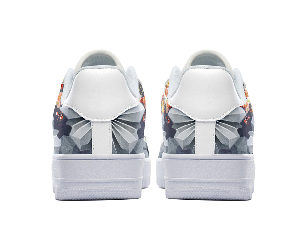 Origami Flower Sneakers: Origami Paper & Flower Pattern Court