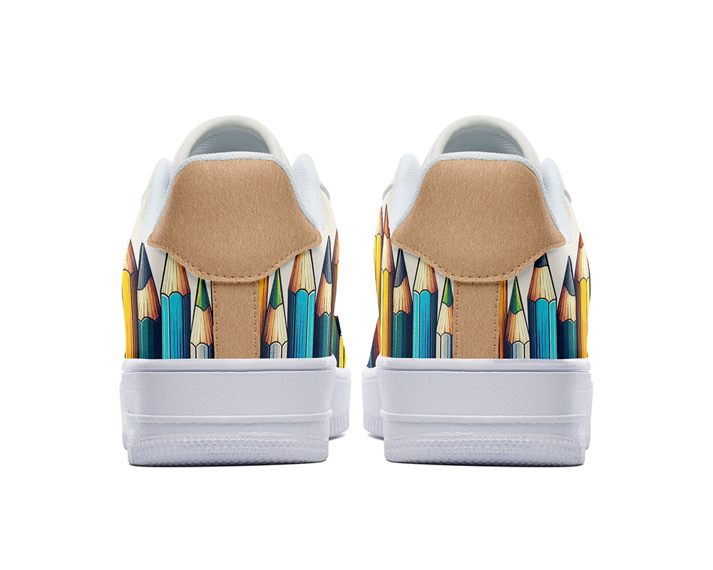 Pencil Sneakers: Pencil Pattern Court Sneakers