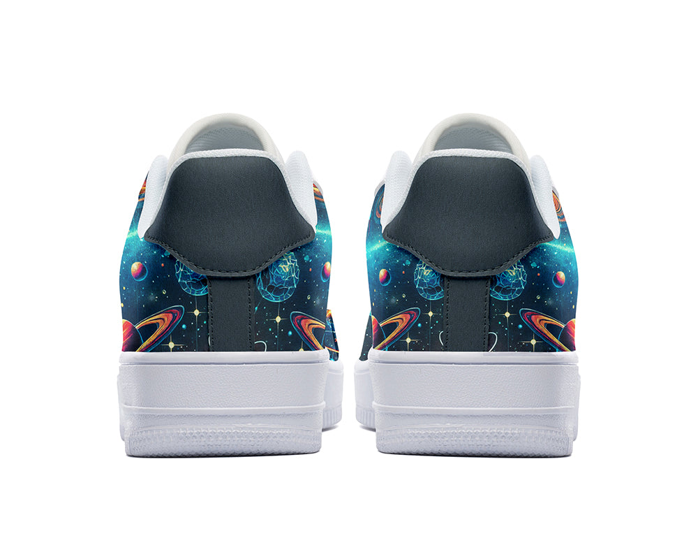 Atomic Sneakers: Atomic Galaxy Pattern Court Sneakers