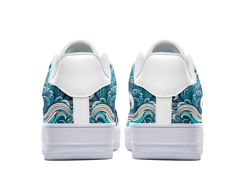 Ocean Wave Sneakers: Wave Pattern Court Sneakers