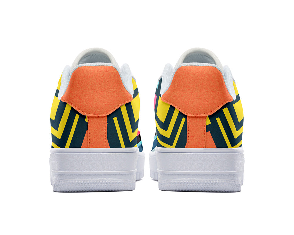 Multicolor Chevron Sneakers: Bold Geometric Pattern Court Sneakers