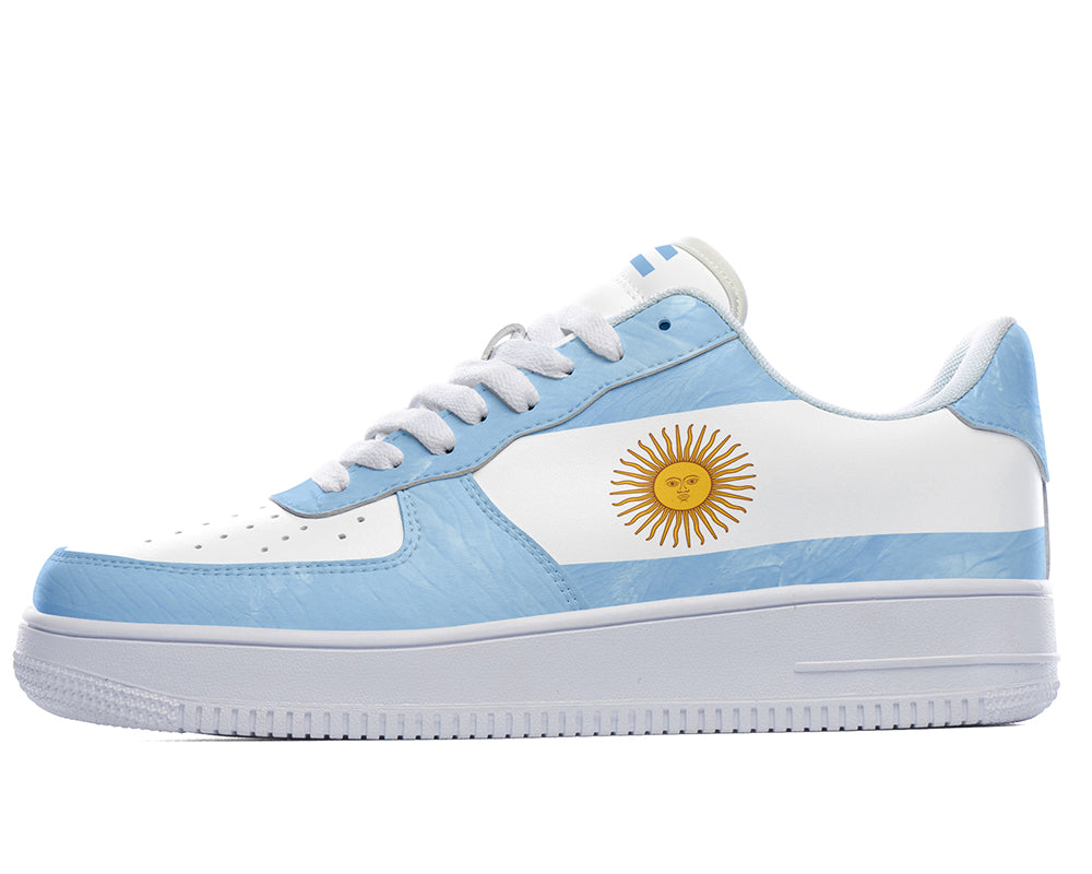 Argentinian Flag Sneakers: Argentinian Flag Pattern Court Sneakers