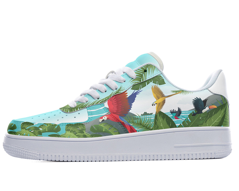 Tropical Bird Sneakers: Tropical Bird Illustration Court Sneakers