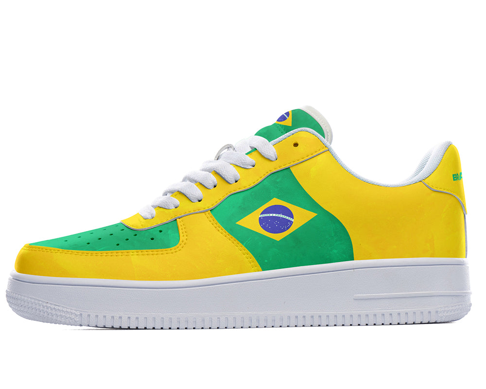 Brazilian Flag Sneakers: Brazilian Flag Pattern Court Sneakers