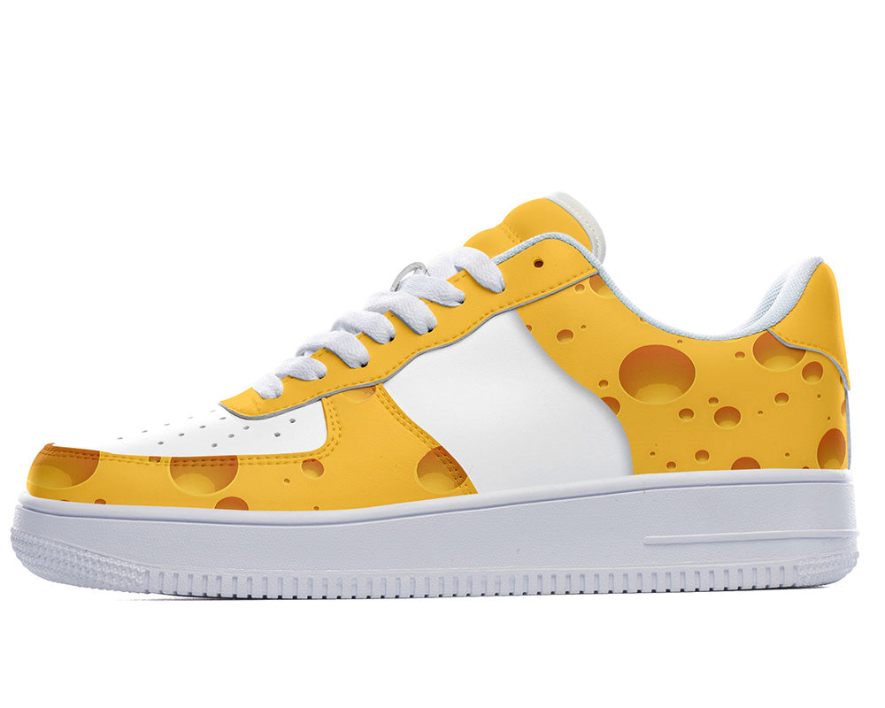 Cheese Sneakers: Cheese Pattern Court Sneakers