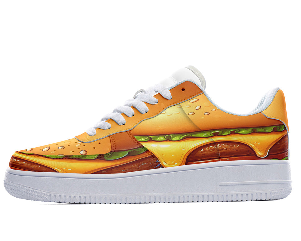 Burger Sneakers: Cheeseburger Illustration Court Sneakers