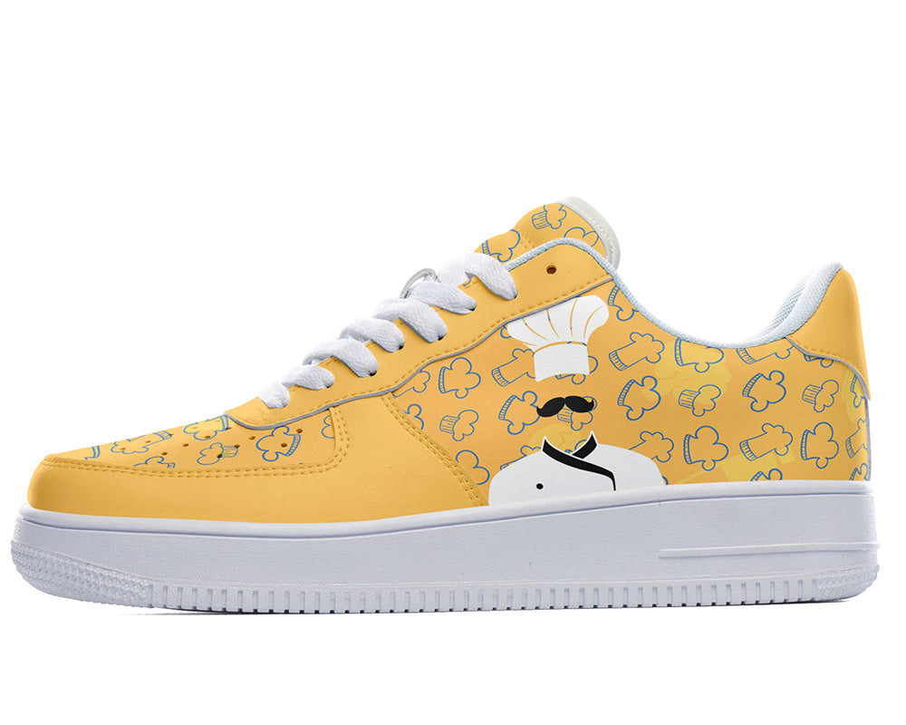 Chef Sneakers: Chef Hat Pattern Court Sneakers